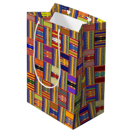 Afrikaans multi-kleurenGlas in lood Kente K45 Medium Cadeauzakje (Achterkant Gekanteld)