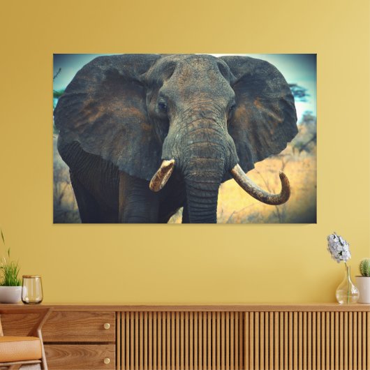 Afrikaans olifant omgepakt Canvas (Insitu (Woonkamer))