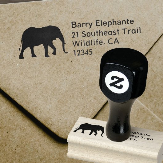 Afrikaans olifant silhouet retouradres rubberstempel