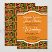 Afrikaans Oranje Klassiek Kente Cloth Wedding Kaart (Voorkant / Achterkant)