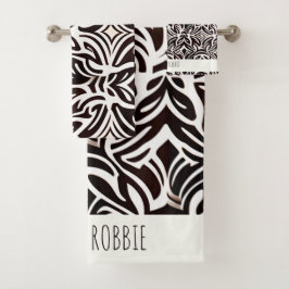 Afrikaans Ornament subtiel zwart wit patroon Bad Handdoek