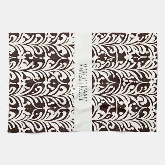 Afrikaans Ornament zwart wit Theedoek (Horizontaal)