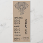 Afrikaans restaurant diner menu (Voorkant)