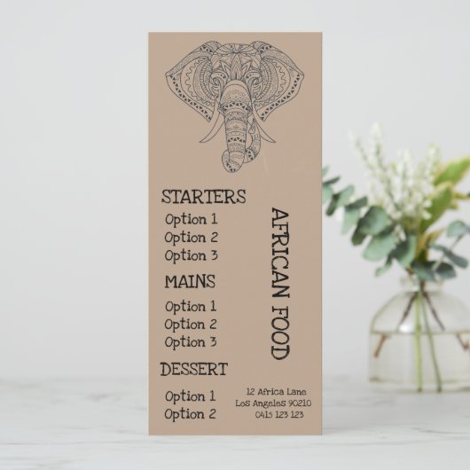 Afrikaans restaurant diner menu (Staand voorkant)