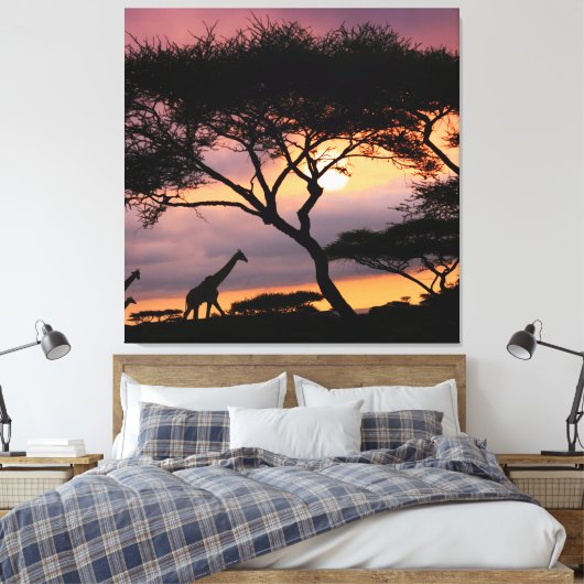 Afrikaans Safari Landschap op Sunset Canvas Print (Insitu (Slaapkamer))