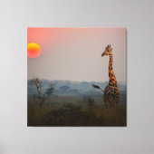 Afrikaans Safari landschap op zonsondergang Canvas Afdruk (Voorkant)