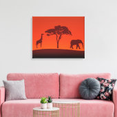 Afrikaans Safari Silhouet - 3 Panelen Canvas Print (Insitu (Woonkamer))