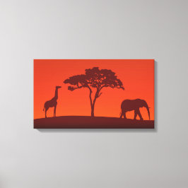 Afrikaans Safari Silhouet - 3 Panelen Canvas Print