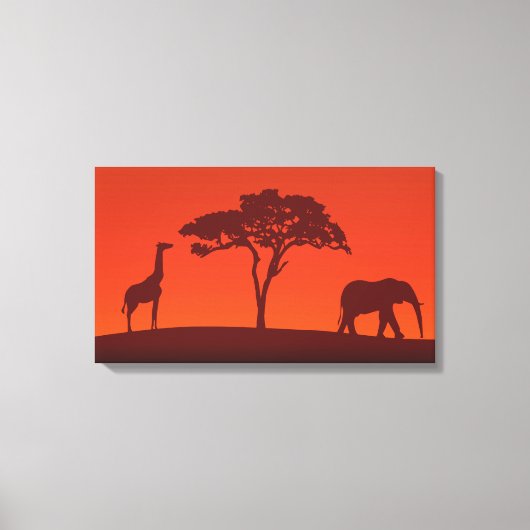 Afrikaans Safari Silhouet - 3 Panelen Canvas Print (Voorkant)