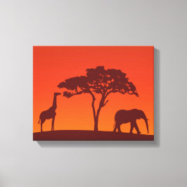 Afrikaans Safari Silhouet - Canvas Print