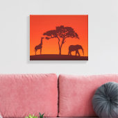 Afrikaans Safari Silhouet - Canvas Print (Insitu (Woonkamer))