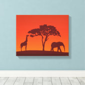 Afrikaans Safari Silhouet - Canvas Print (Insitu (Houten vloer))