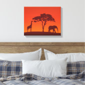 Afrikaans Safari Silhouet - Canvas Print (Insitu (Slaapkamer))