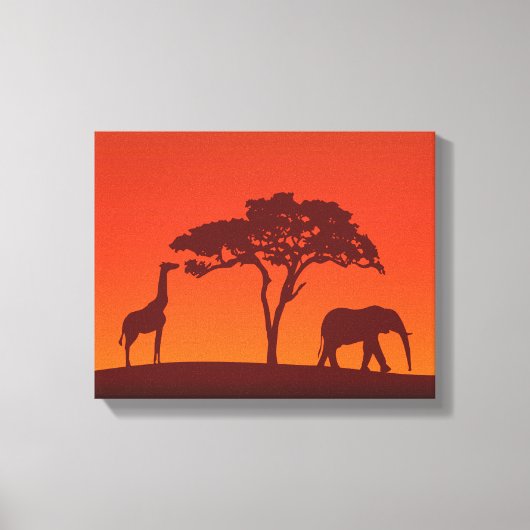 Afrikaans Safari Silhouet - Canvas Print (Voorkant)