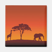 Afrikaans Safari Silhouet - Magneet (Voorkant)