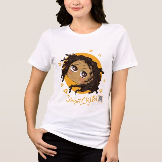 Afrikaans schattig chibi meisje Tri-Blend shirt (Voorkant)