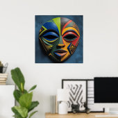 Afrikaans Stam Masker Cubisme Abstract Poster (Thuiskantoor)