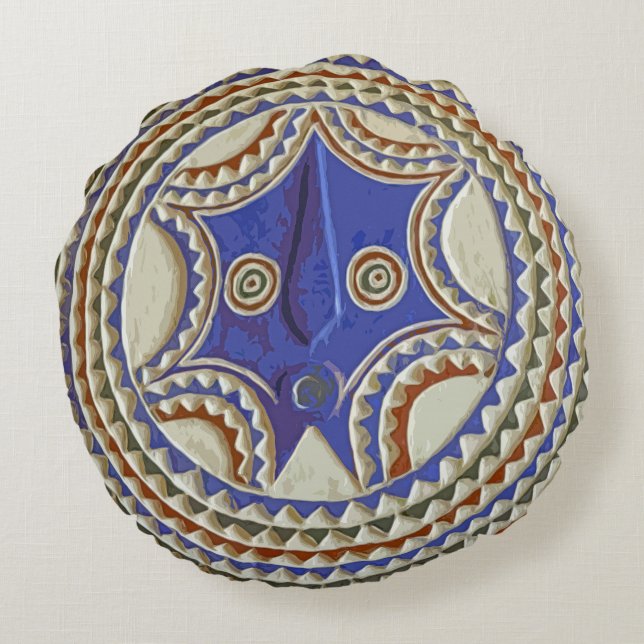 Afrikaans Stam Masker Rond Kussen (Achterkant)
