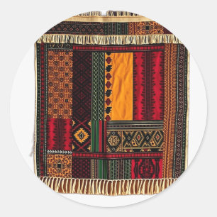 Afrikaans tapijt met culturele patronen ronde sticker