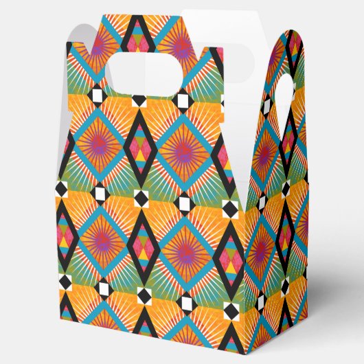 Afrikaans Textiel Print Celebration Gable Party Bedankdoosjes (Geopend)