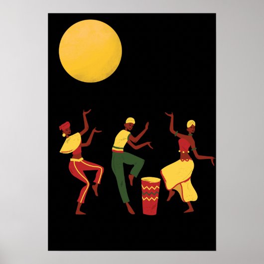 Afrikaans thema: dansen in het moonlicht poster (Voorkant)