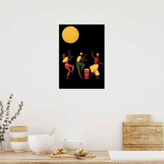 Afrikaans thema: dansen in het moonlicht poster (Keuken)