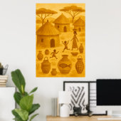 Afrikaans Traditioneel Dorp – Tribale Erfenis Poster (Thuiskantoor)