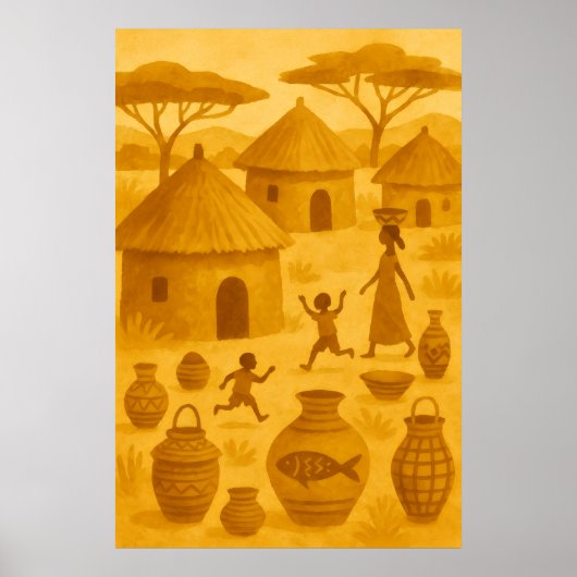 Afrikaans Traditioneel Dorp – Tribale Erfenis Poster (Voorkant)