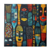 Afrikaans tribaal patroon met afgoden. tegeltje (Voorkant)