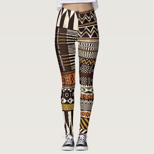 Afrikaans tribaal weefsel, abstract . leggings (Voorkant)