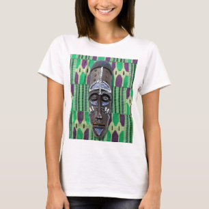 Afrikaans Tribal Mask Kente Stof Patroon T-Shirt