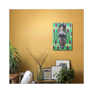 Afrikaans Tribal Masker Groen Paars Canvas Print