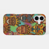 AFRIKAANS TRIBAL MASKER iPhone 16 HOESJE (Achterkant horizontaal)