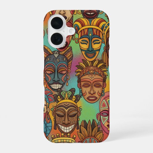 AFRIKAANS TRIBAL MASKER iPhone 16 HOESJE (Achterkant)