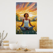 Afrikaans veld Yoga bij zonsondergang Poster (Keuken)