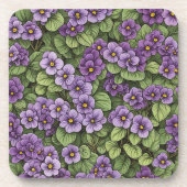 Afrikaans Violet bloemen patroon Bier Onderzetter (Voorkant)