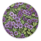 Afrikaans Violet bloemen patroon Keramische Knop (Voorkant)