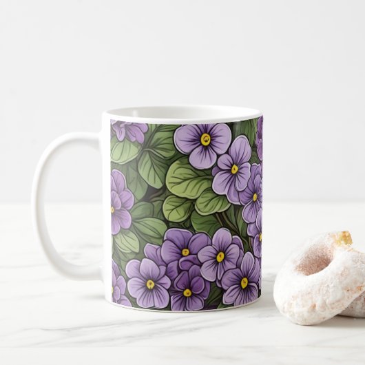 Afrikaans Violet bloemen patroon Koffiemok (Met donut)