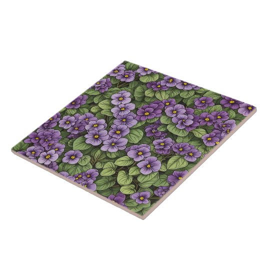 Afrikaans Violet bloemen patroon Tegeltje (Zijkant)