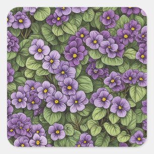 Afrikaans Violet bloemen patroon Vierkante Sticker