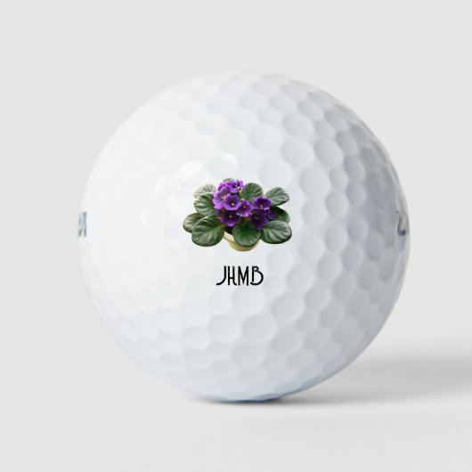 Afrikaans Viooltje Huisplant Monogram Kunst Golfballen (Voorkant)