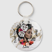 Afrikaans Vrouw Bloemen Sleutelhanger (Voorkant)