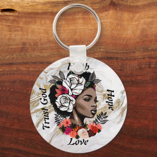 Afrikaans Vrouw Bloemen Sleutelhanger (Voorkant)