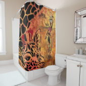 Afrikaans Vrouw en Giraffe Douchegordijn Schildere (In situ)