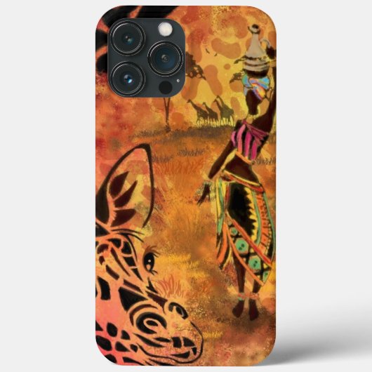 Afrikaans Vrouw en Giraffe iPhone Case (Achterkant)