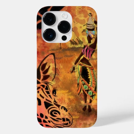 Afrikaans Vrouw en Giraffe iPhone Case (Achterkant)