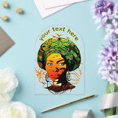 Afrikaans vrouwenportret met zonsondergang acryl uitnodigingen (Insitu (Huwelijk))