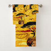 Afrikaans vrouwenportret met zonsondergang bad handdoek (Insitu)