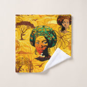 Afrikaans vrouwenportret met zonsondergang bad handdoek (Wasdoekje)
