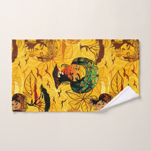 Afrikaans vrouwenportret met zonsondergang bad handdoek (Handdoek)